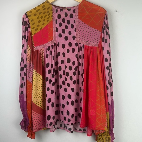 Bl^nk London Anthropologie Miranda Peasant Blouse Small Contemporary Top Office - Picture 14 of 16